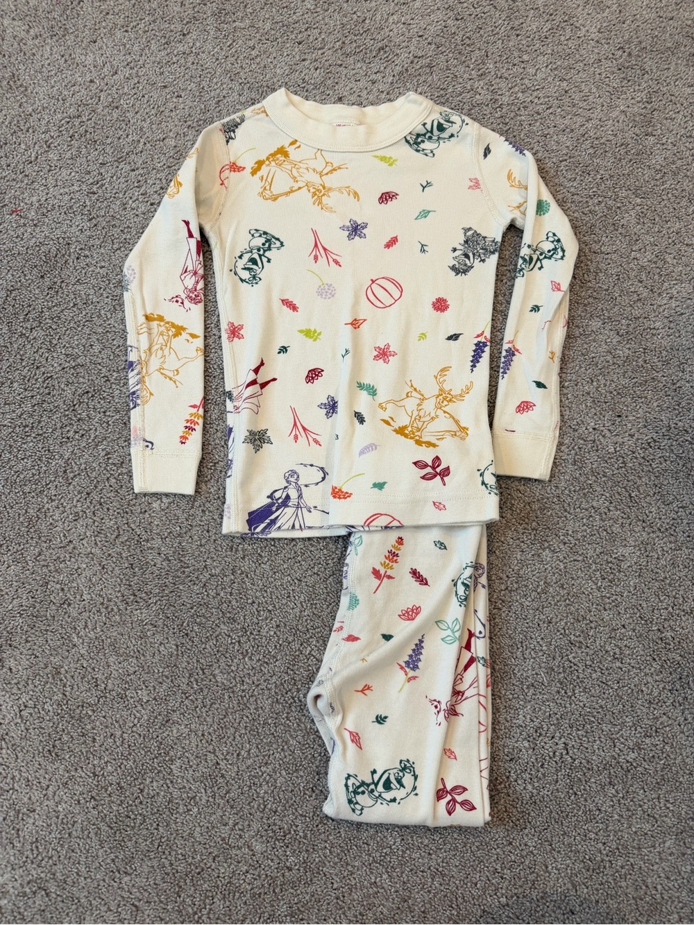 Hanna Andersson Kids Cream Floral Frozen Print Pajama Set size 4
